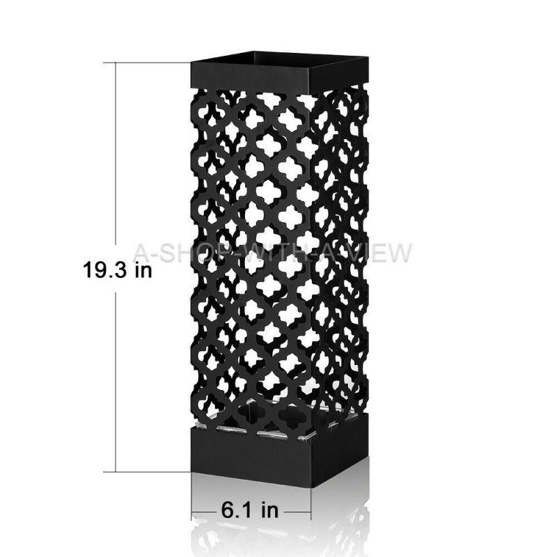 Metal Umbrella Stand Rack Holder for Canes Walking Sticks Tray Hook Rack