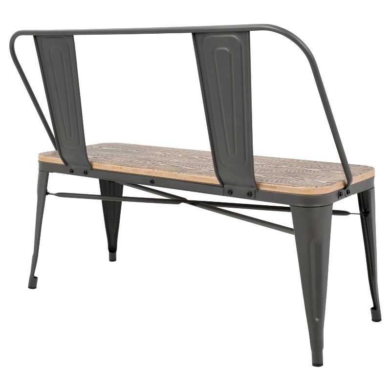 Oregon Industrial Dining/Entryway Bench With Gray Frame And Brown Wood - Lumisource