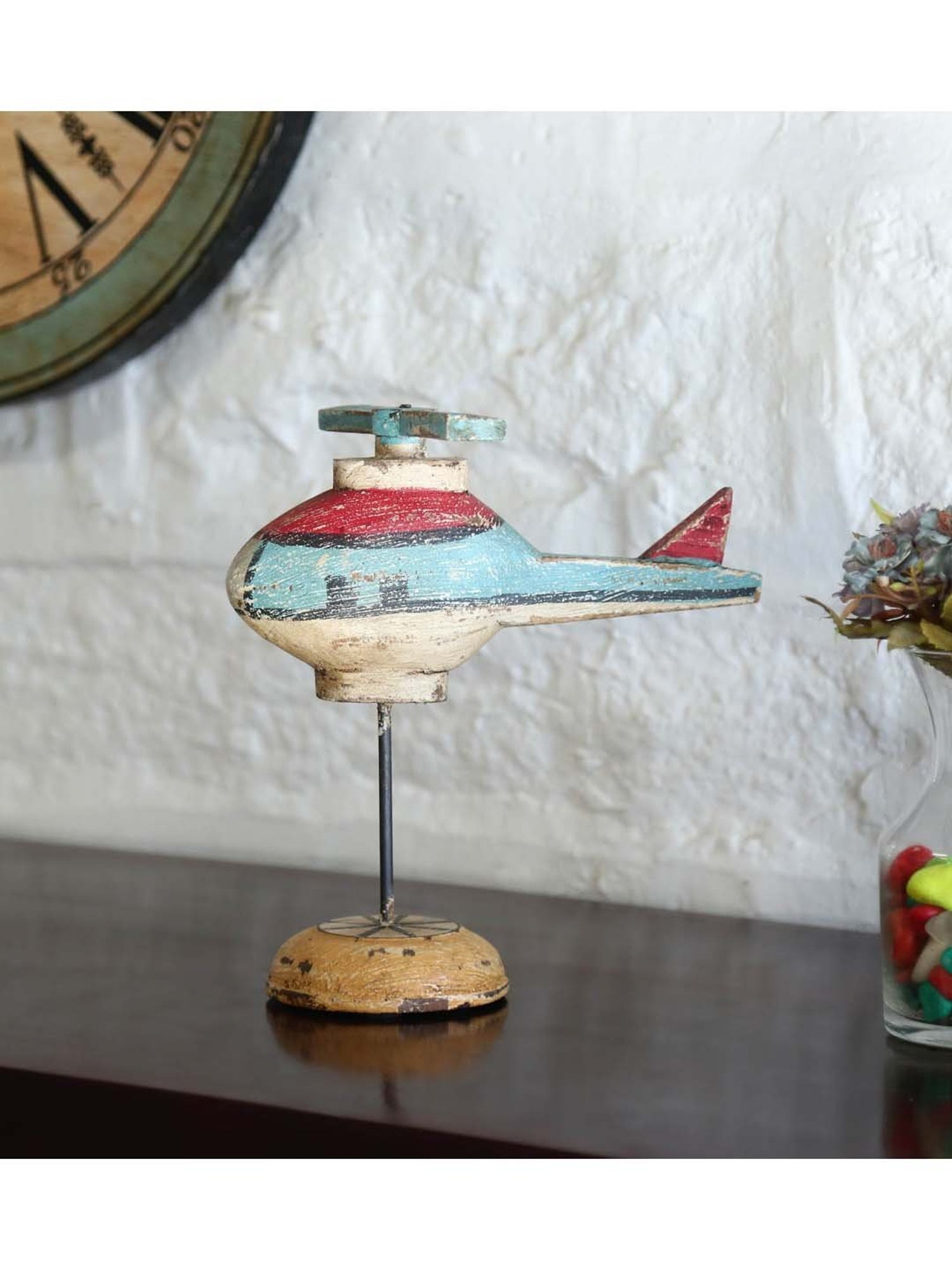 Artisans Rose Multicolor Wood Helicopter Accessory - Set of 1