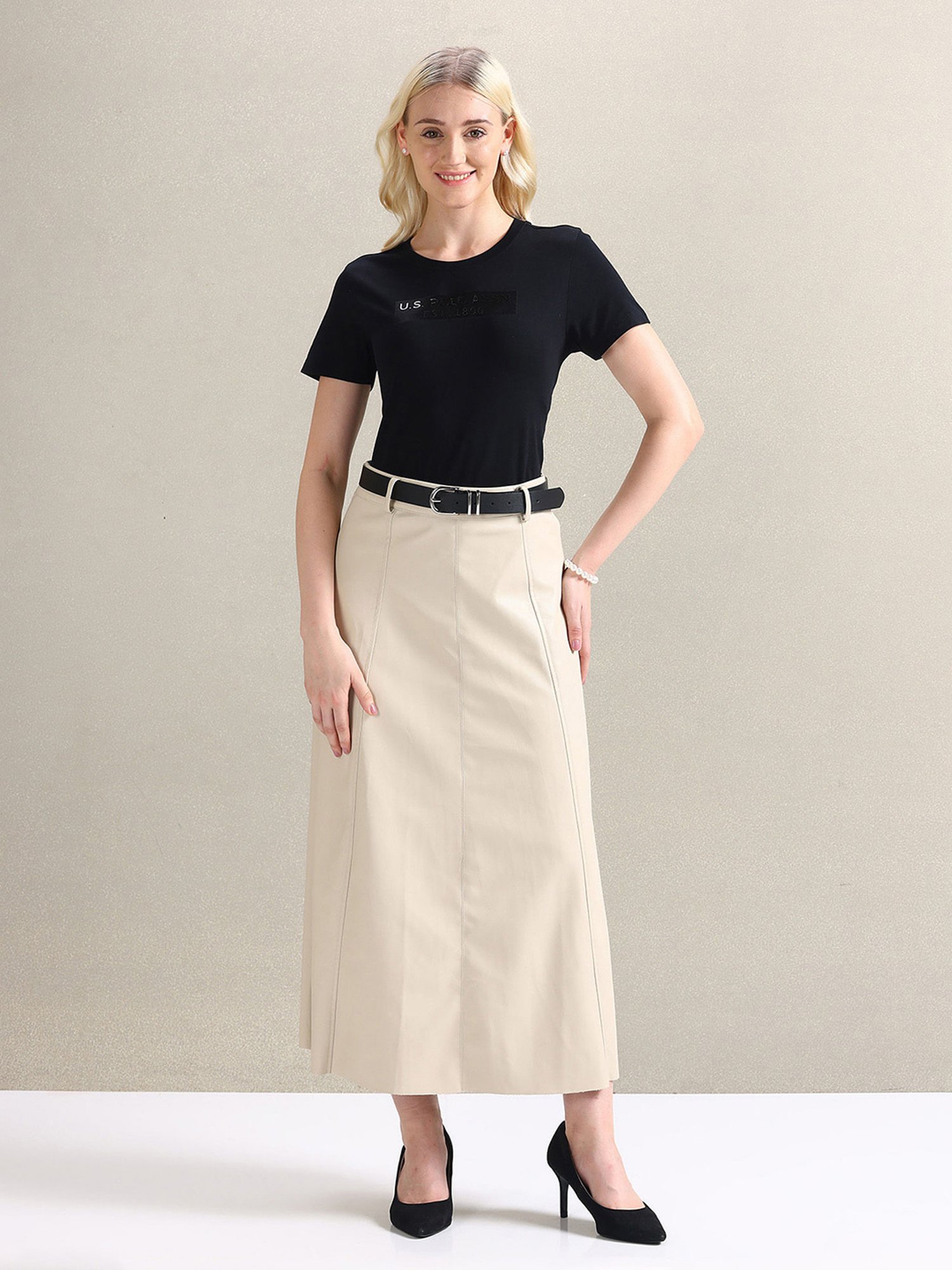 U.S. Polo Assn. Black Cotton Graphic Print T-Shirt