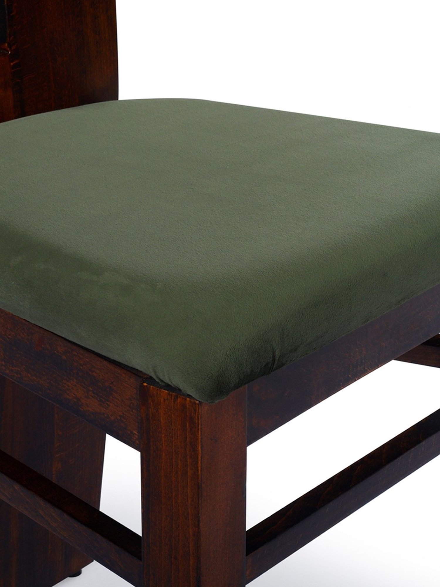 Durian Eva Walnut & Olive Green Wood 2 Seater Dining Chair