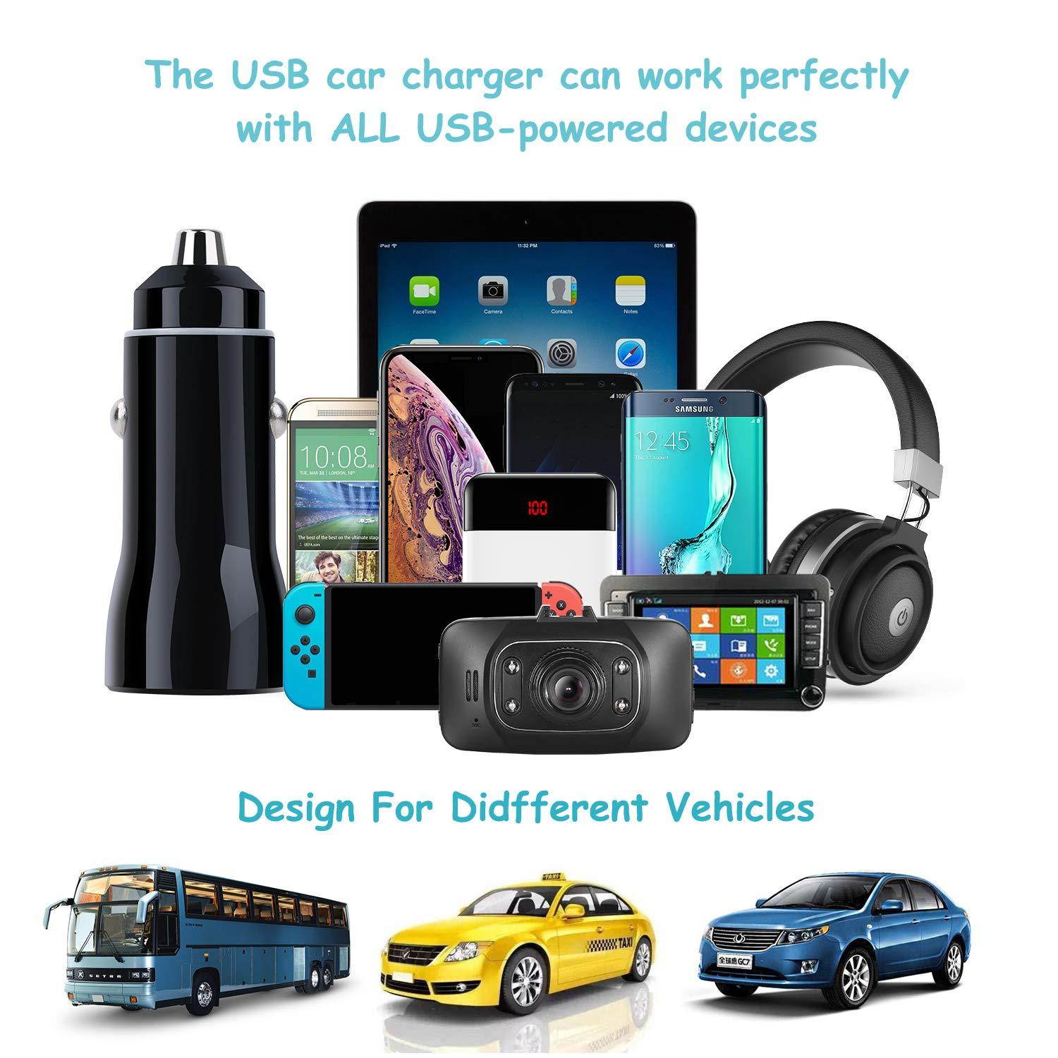 USB Car Charger, Costyle 30W Dual 2 USB Car Charger Adapter with Quick Charge QC 3.0 Port and 3.1A Port Compatible for iPhone Xs Max XR X 8 7 Plus, Galaxy S10 S9 S8 Plus, iPad Pro Air, LG, HTC (Black)