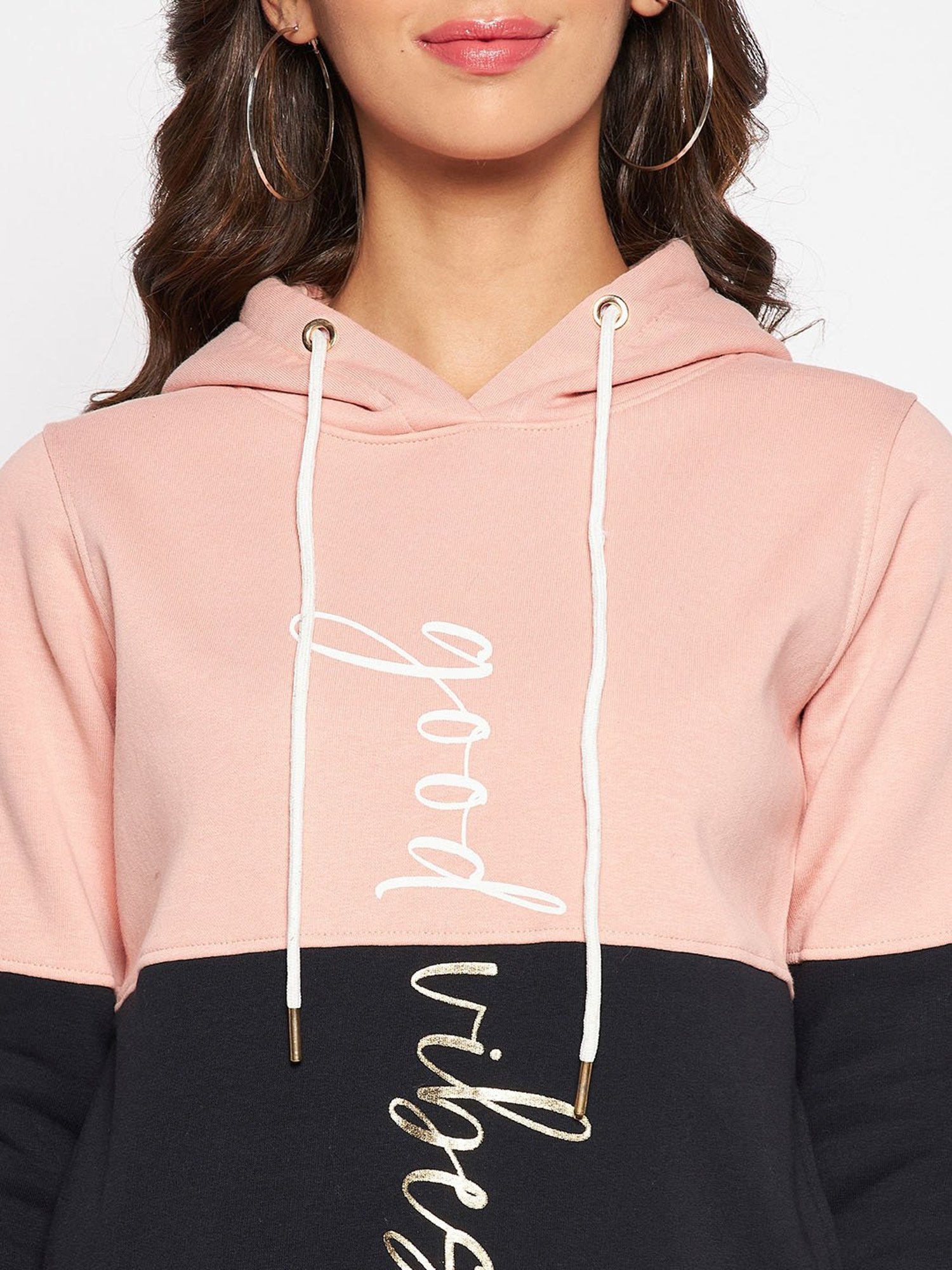 Crozo By Cantabil Peach Printed Hoodie