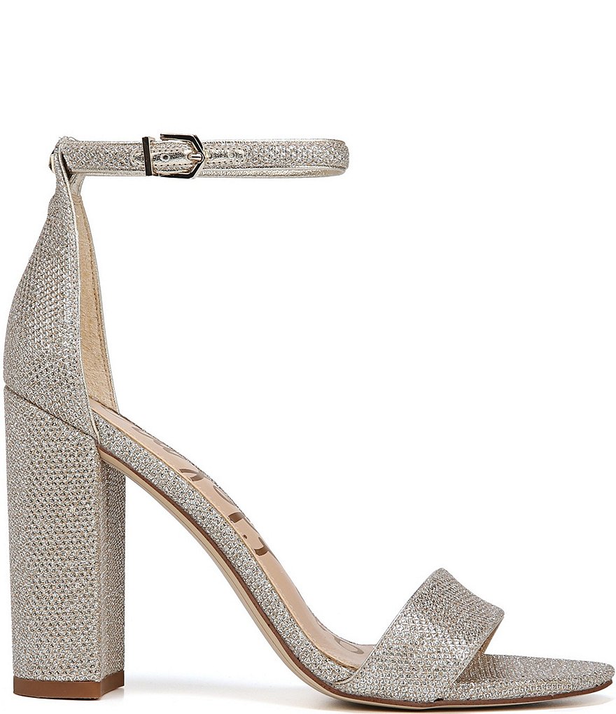 Sam Edelman Yaro Glam Mesh Ankle Strap Block Heel Dress Sandals