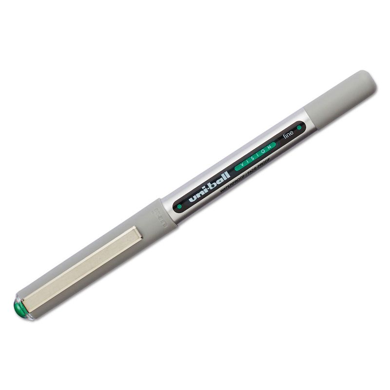 uni-ball VISION Stick Roller Ball Pen Fine 0.7mm Evergreen Ink Gray BarrelStand 60386