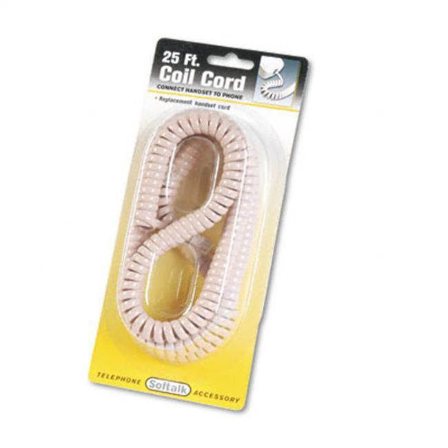 Softalk Coiled Phone Cord, Plug/Plug, 25 Ft., Beige 42260