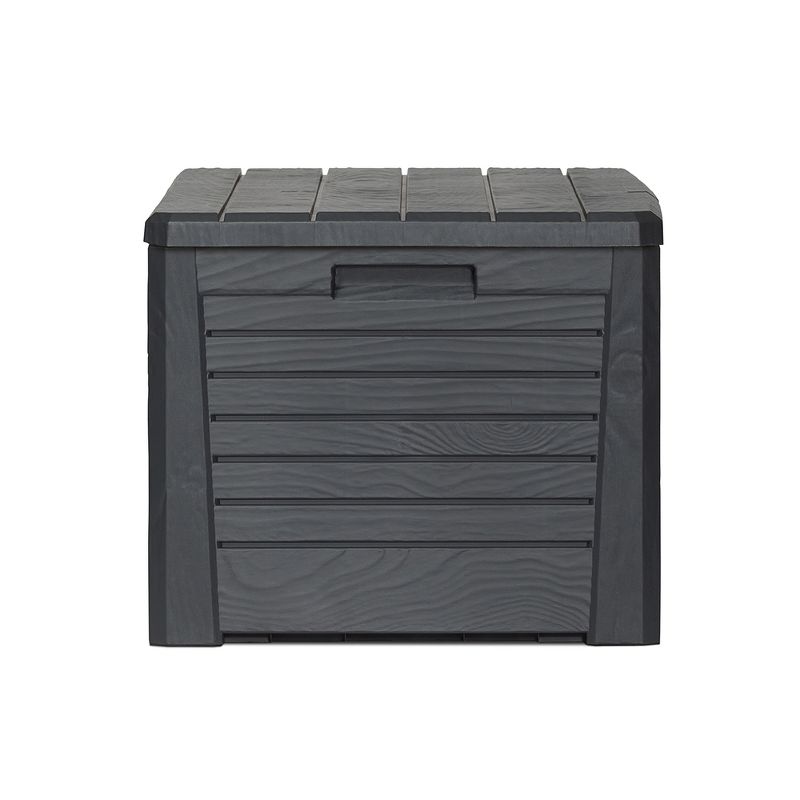 Toomax Florida UV Resistant Lockable Deck Storage Box Bench for Outdoor Pool Patio Garden Furniture & Indoor Toy Bin Container, 145 Gal (Anthracite)