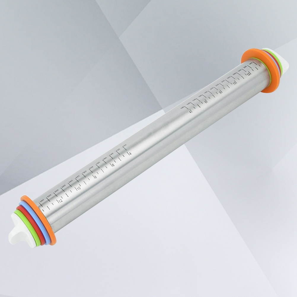 Adjustable Rolling Pin with Removable Rings Stainless Steel Dough Roller for Cookie Pastry Pizza