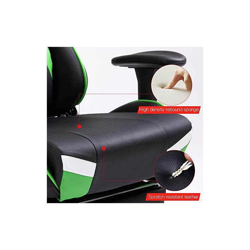 Gaming Chair Racing Office Chair High Back Computer Desk Chair PU Leather Chair Ergonomic and Executive Swivel Chair with Footrest Headrest and Lumbar Massage Support (AL-6019-PINK)