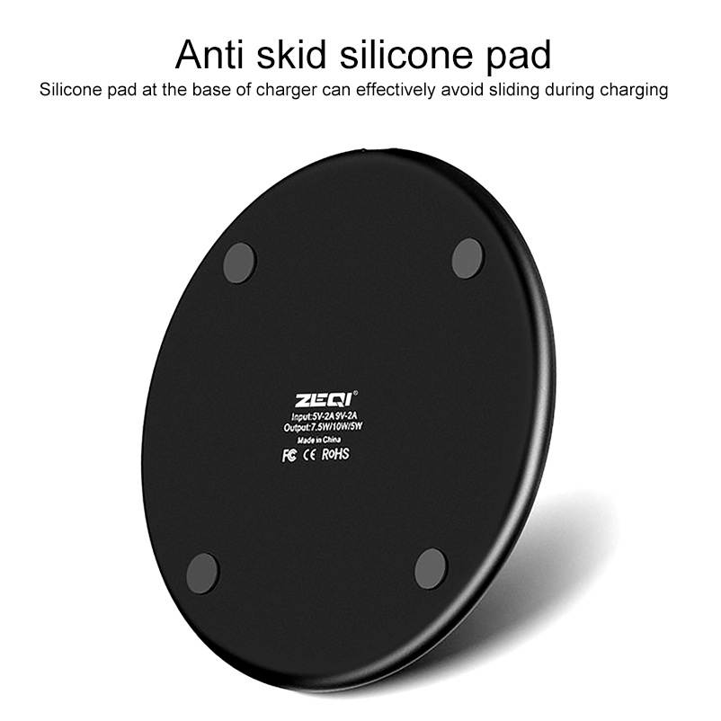 ZEQI 10W Smart Cooling Non-slip Aluminum Alloy Wireless Charger