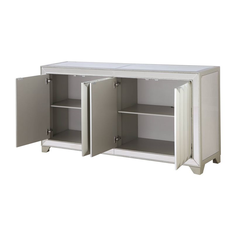 Bordeaux 4 Door Media Credenza Mirrored - Treasure Trove Accents