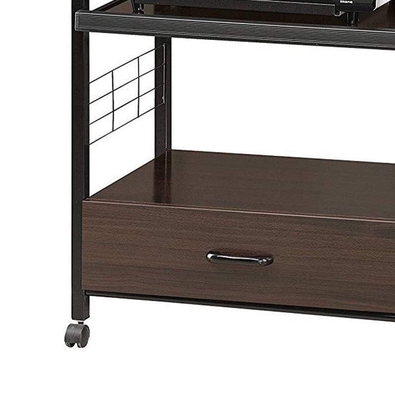 Wood and Metal Kitchen Cart On Casters Brown/Black - Benzara