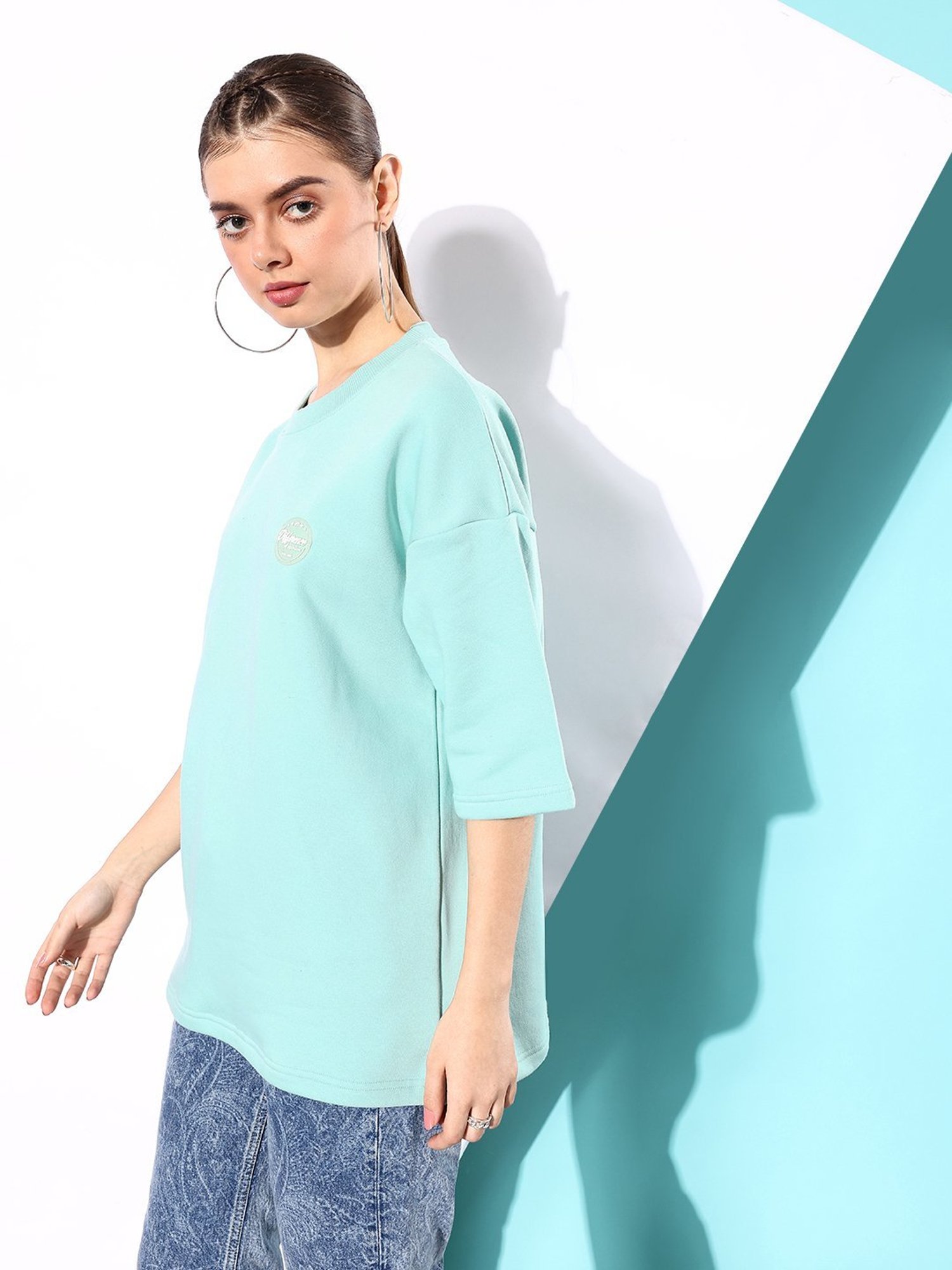 Difference of Opinion Turquoise Fleece Oversized Sweatshirt