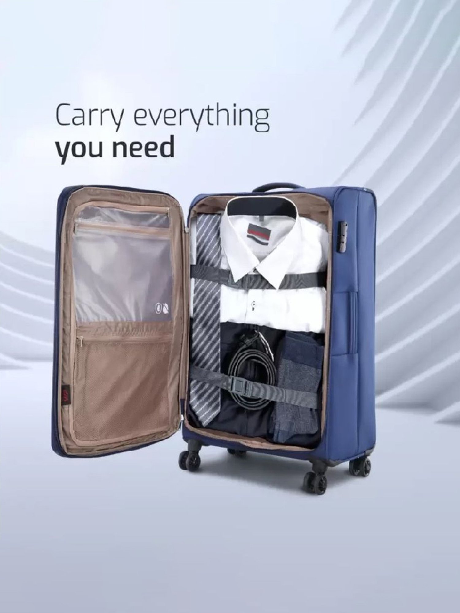 VIP Suprema Blue Solid Soft Medium Trolley Bag - 30 cm