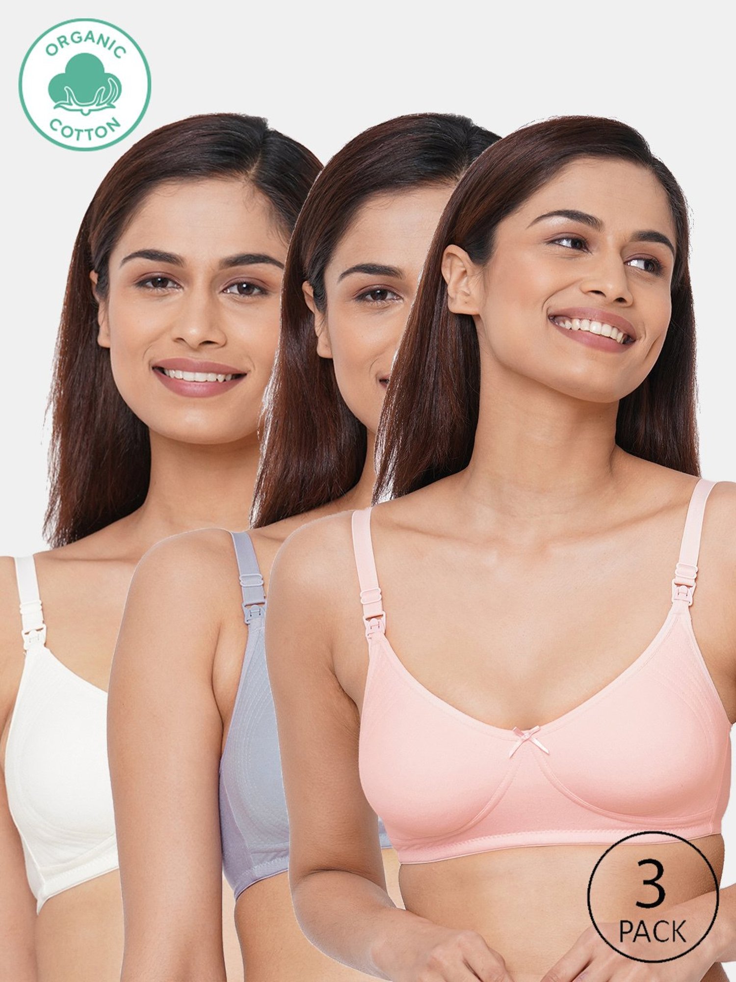 Inner Sense Multicolor Full Coverage Maternity Bra - Pack of 3