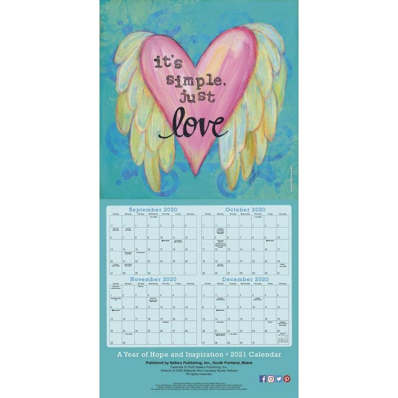 Sellers Publishing 2021 A Year of Hope and Inspiration 16-Month Wall Calendar Mori, Deb