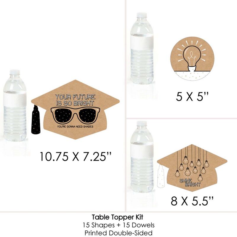 Big Dot of Happiness Bright Future - Graduation Party Centerpiece Sticks - Table Toppers - Set of 15