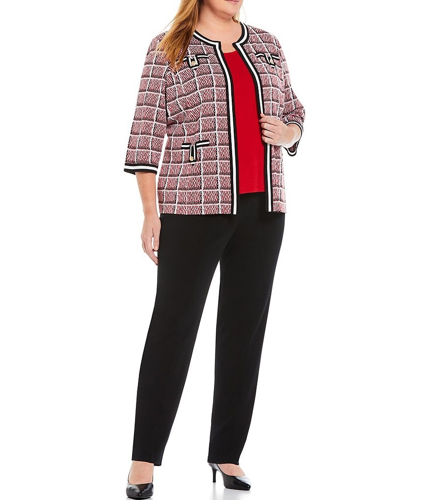 Ali Miles Plus Size Mixed Animal Print Open-Front Drop Needle Onion Skin Jacket