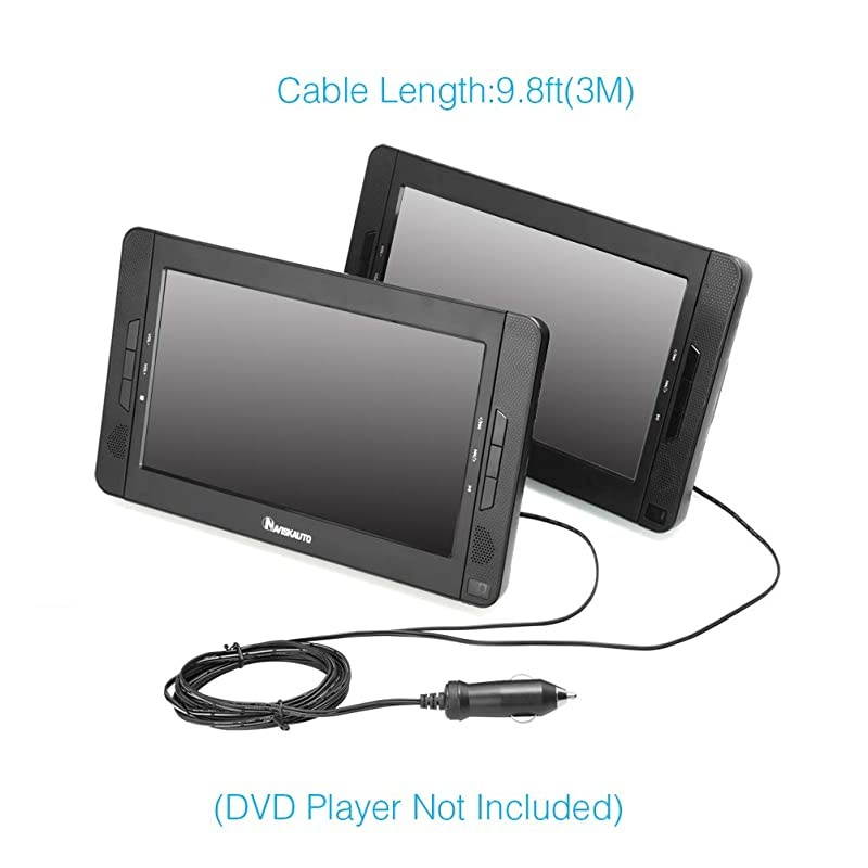 98 Ft Car Cigarette Charger Auto Adapter Power Supply for  Dual Screen Portable DVD Player