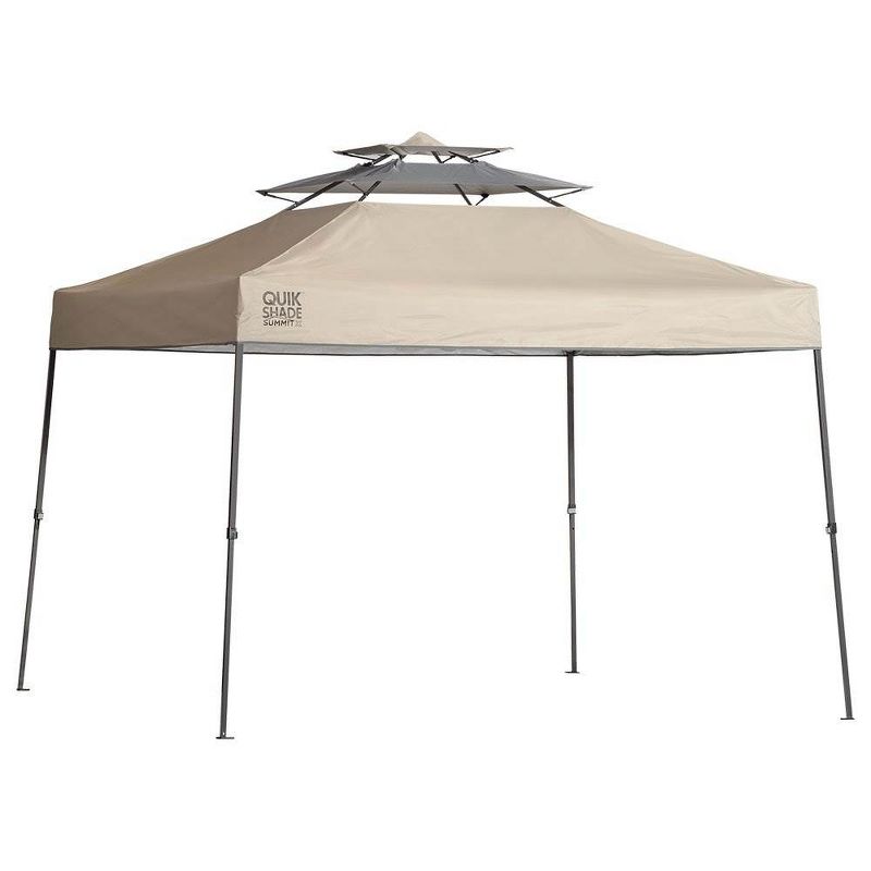 ShelterLogic Quik Shade Summit 10 x 10' Straight Leg Pop Up Canopy Tent, Taupe