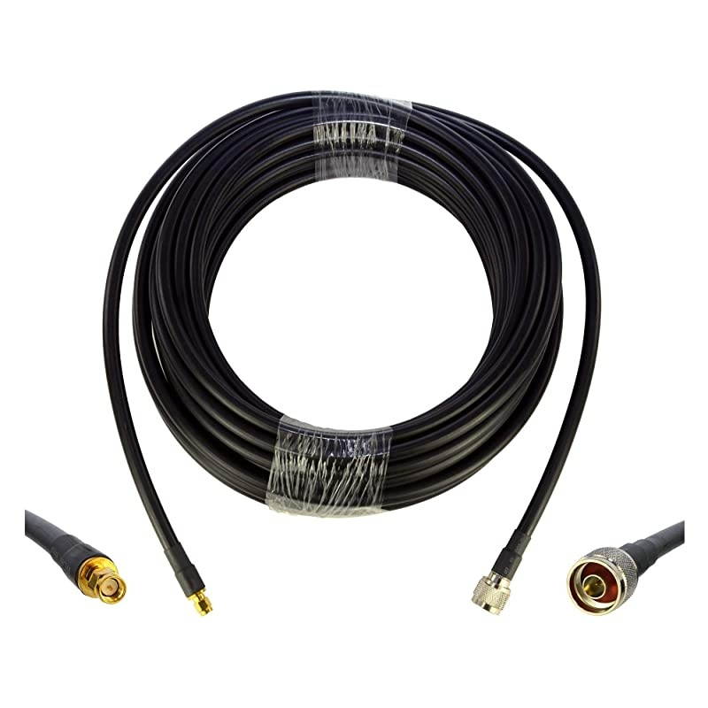 50 ft LowLoss Coax Extension Cable 50 Ohm SMA Male to N Male for 3G4GLTEHamADSBGPSRF Radio to Antenna or Lightning Arrester Use Not for TV or WiFi