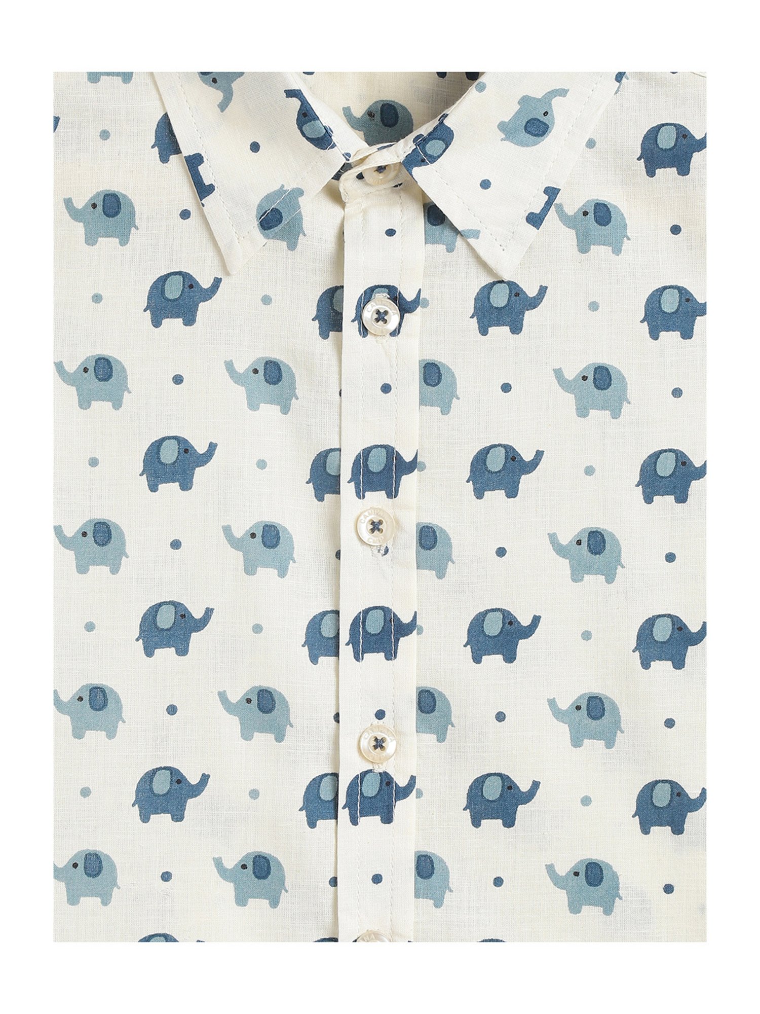 Campana Kids White & Blue Printed Shirt