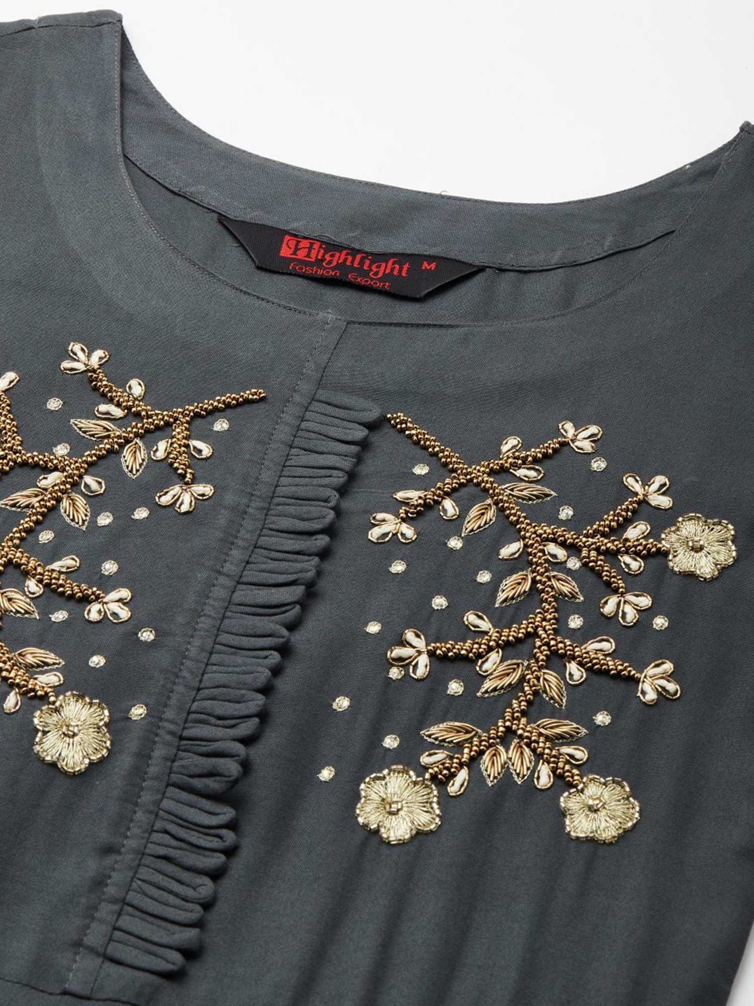 HIGHLIGHT FASHION EXPORT Grey Embellished Maxi Dress