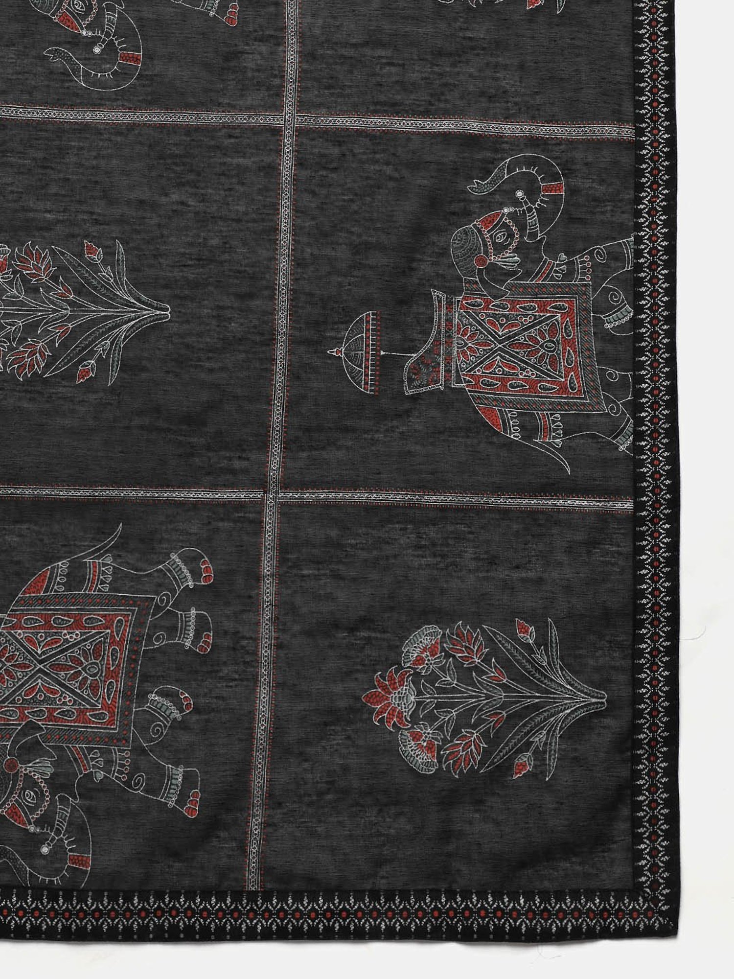 Ziyaa Black Printed Kurta With Palazzo & Dupatta