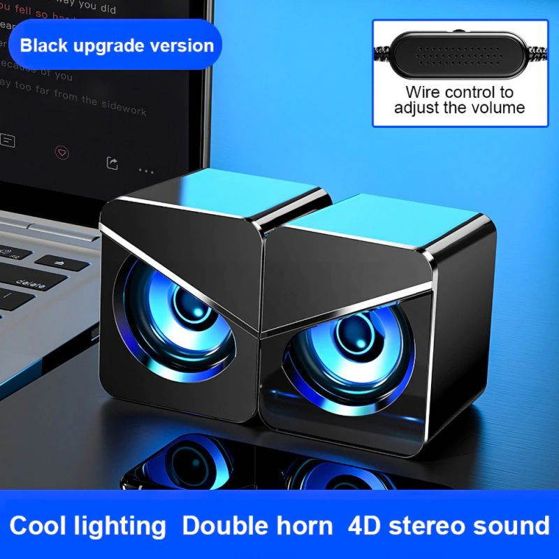 USB Wired Computer Speaker Subwoofer Stereo Colorful Led Light Small Sound Box Personalized Music Player For PC Laptop