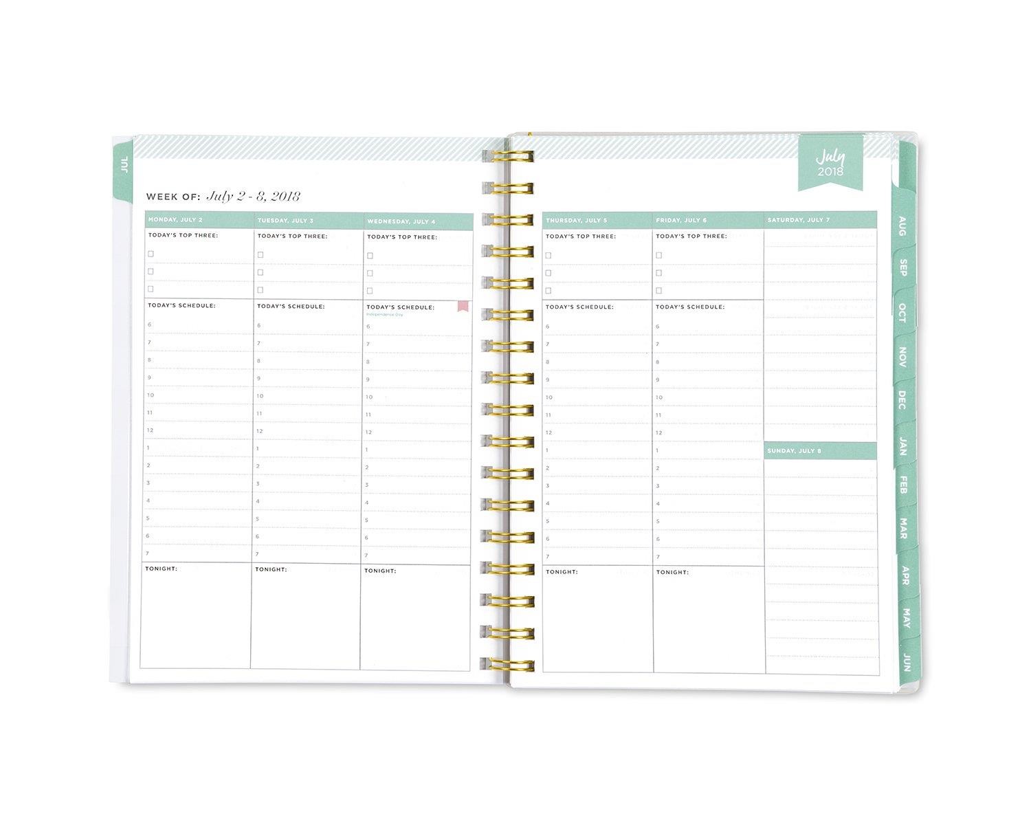 Day Designer for Blue Sky 2018-2019 Academic Year Weekly & Monthly Planner, Flexible Cover, Twin-Wire Binding, 5.8" x 8.6", Gold Stripe Design