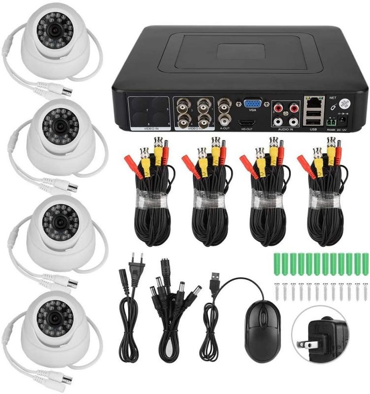 April Gifts Home SecuritySurveilSecurity Monitoring 4CH Security Camera, Businesses Shops for(100-240V US regulations)