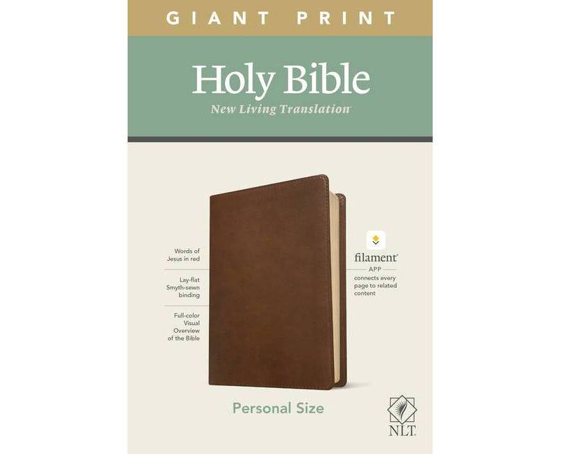 NLT Personal Size Giant Print Bible, Filament Enabled Edition (Red Letter, Leatherlike, Rustic Brown) - Large Print (Leather Bound)