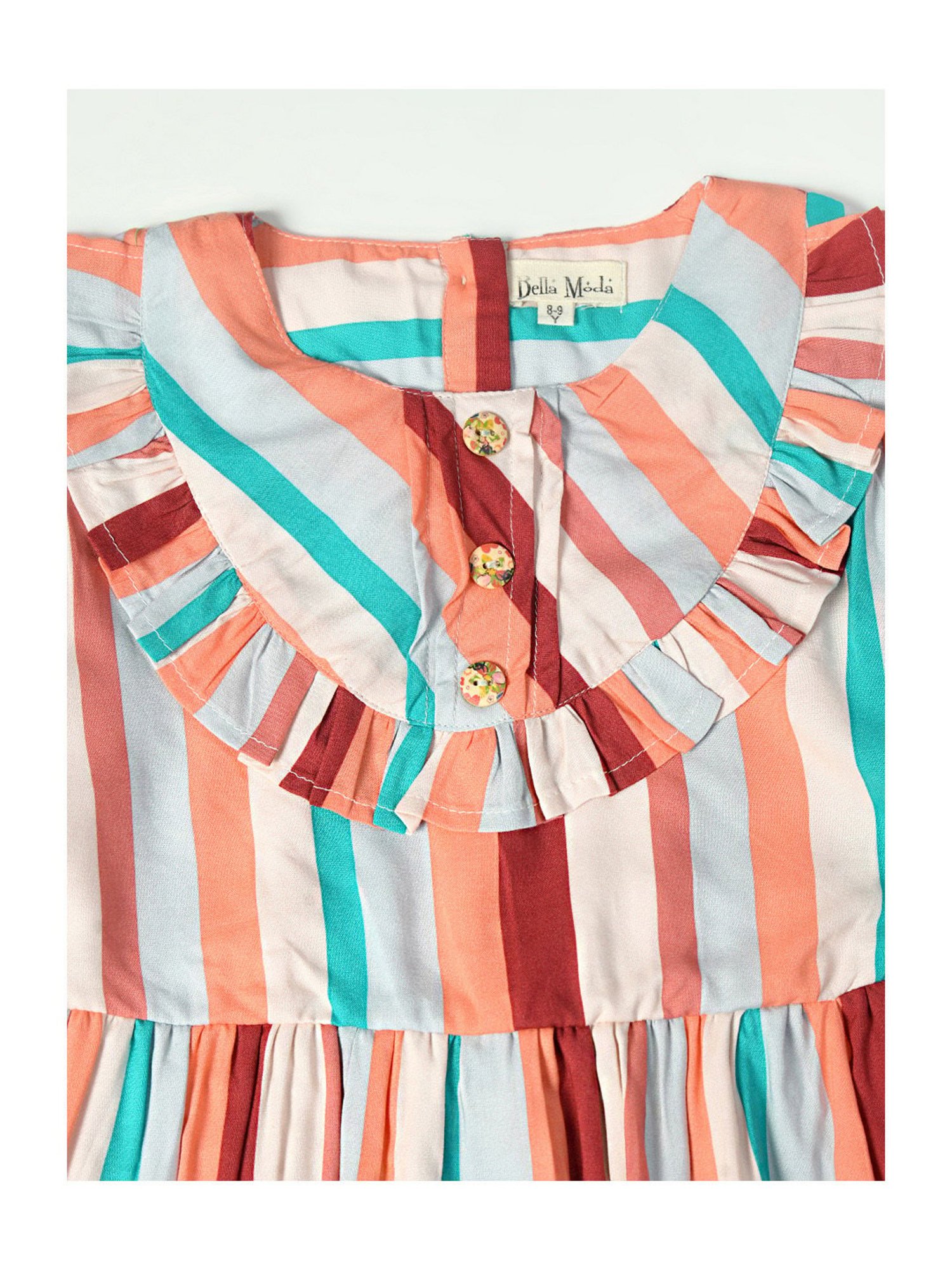 Bella Moda Kids Multicolor Striped Full Sleeves Fit & Flare Dress