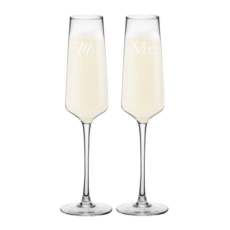 9.5oz "Mr. and Mrs" Wedding Champagne Estate Glasses
