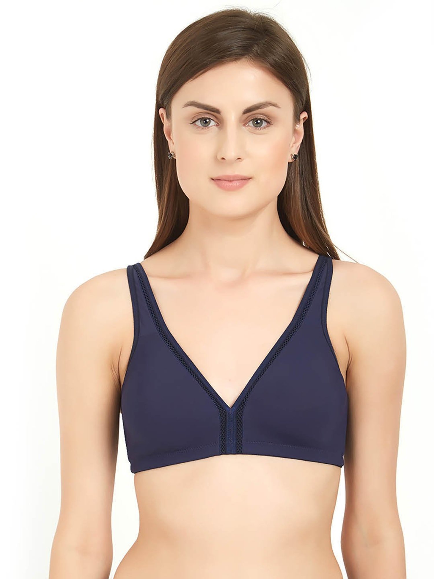 Soie Navy Non Wired Non Padded Half Coverage T-Shirt Bra