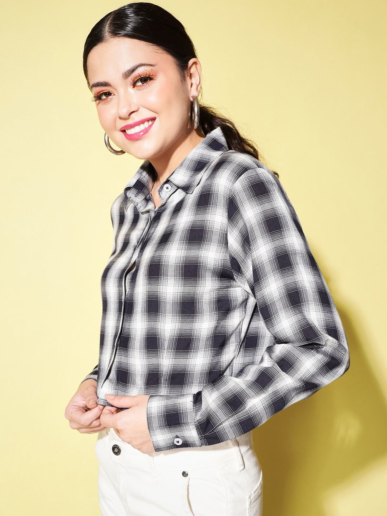 Trend Arrest Black & White Check Casual Shirt
