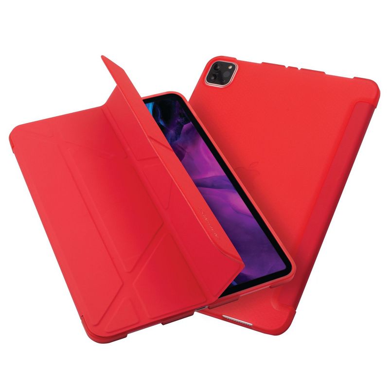Insten - Soft TPU Tablet Case For iPad Pro 12.9" 2020, Multifold Stand, Magnetic Cover Auto Sleep/Wake, Pencil Charging, Red