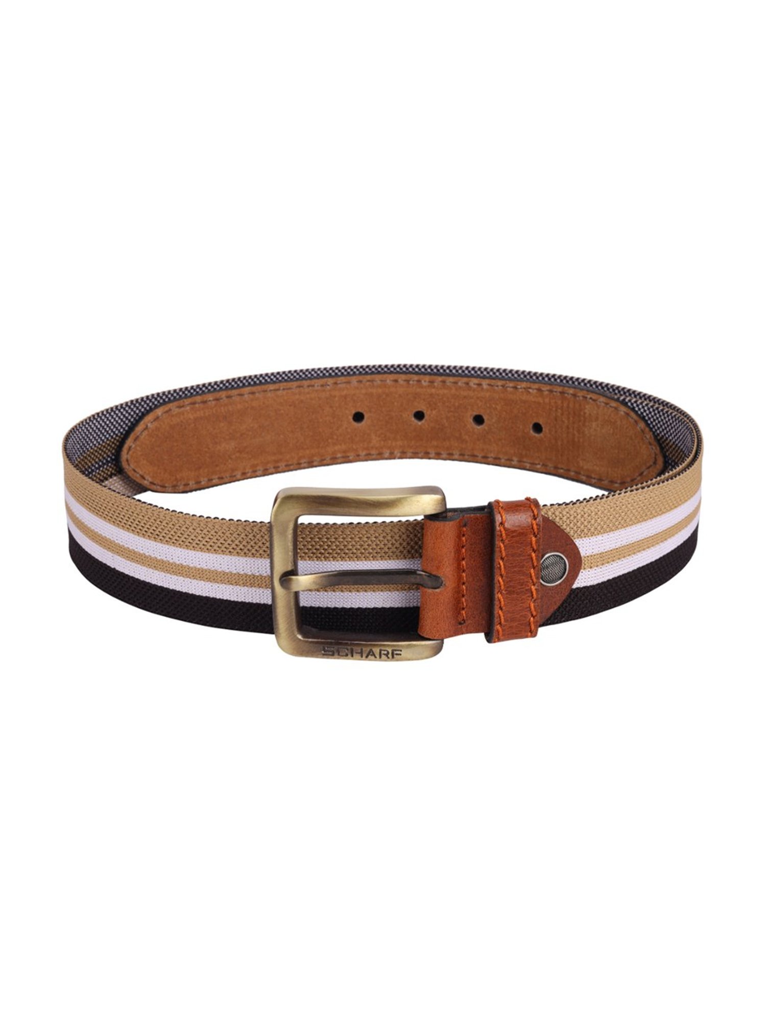 SCHARF Multicolor Twister Canvas Leather Casual Belt for Men