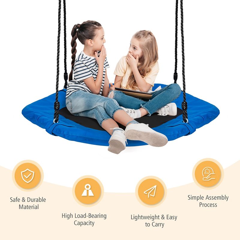 Costway 37 in Hexagon Tree Swing with Adjustable Hanging Ropes Blue