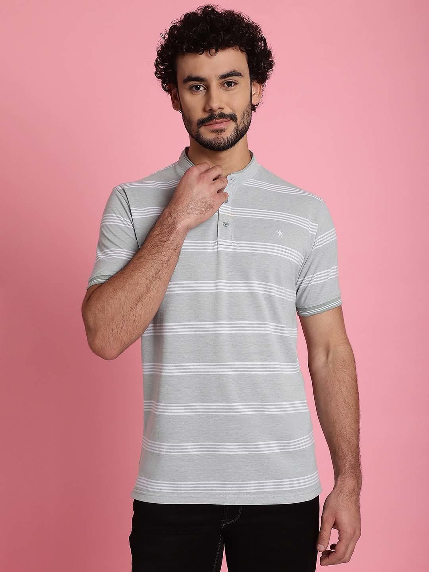 Venitian- Forbidden Clothing Light Pista Slim Fit Striped Crew T-Shirt