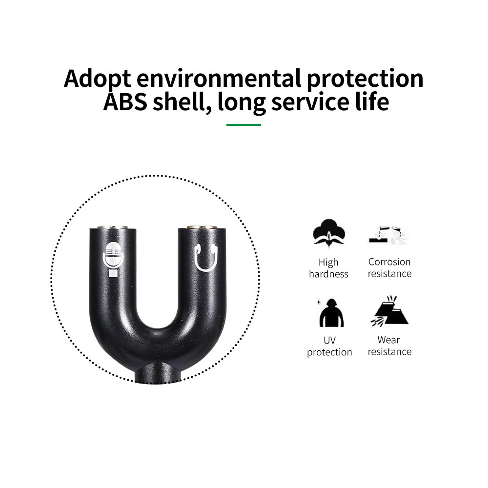 3.5mm Audio Adapter U-type Audio Converter Earphone Connector Headset Microphone Adapter for Mobile Phone PC Laptop