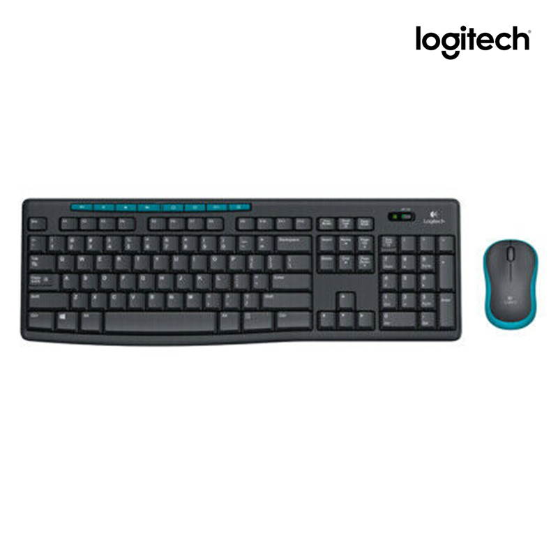 Logitech Wireless Combo MK275 8 Function Keys USB 2.0 RF Wireless Keyboard & Mouse - Black&Blue