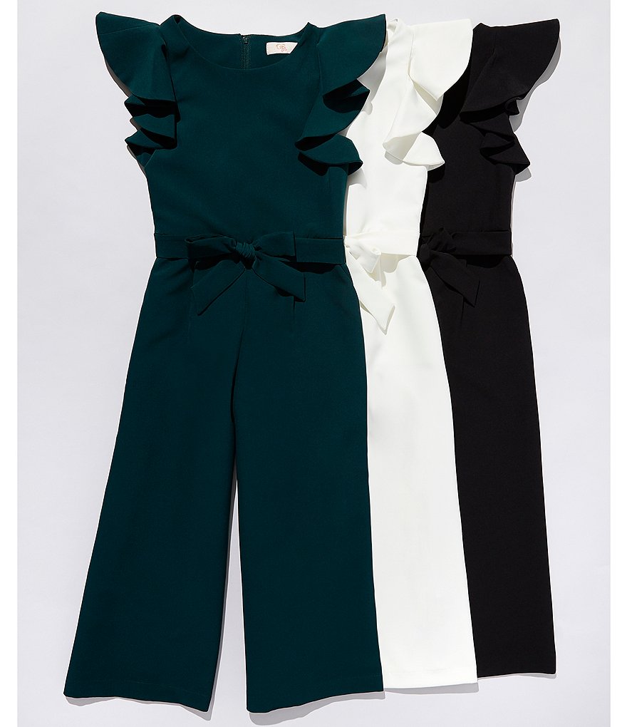 GB GB Girls Social Big Girls 7-16 Ruffle-Sleeve Cropped Jumpsuit