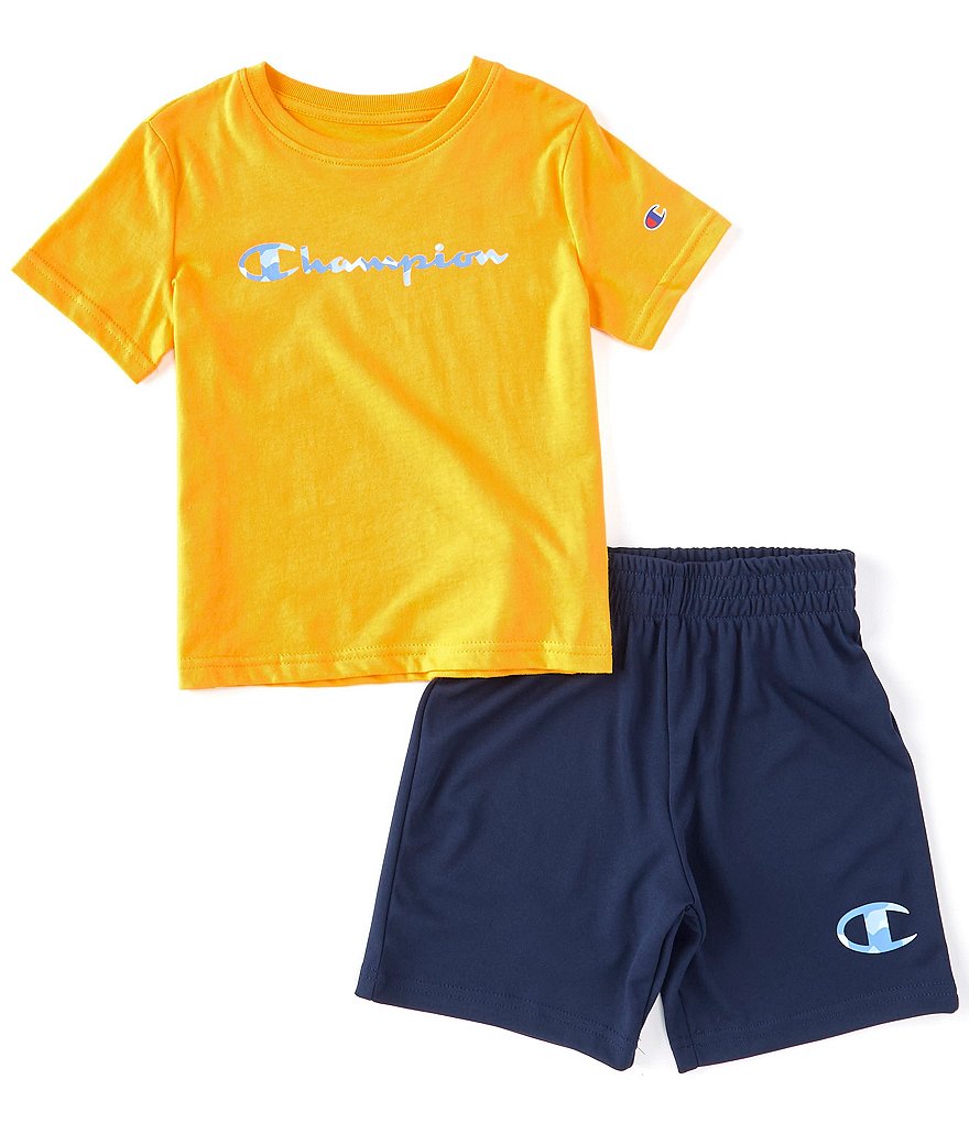 Champion Little Boys 2T-7 Short-Sleeve Script Logo Tee & Short Set