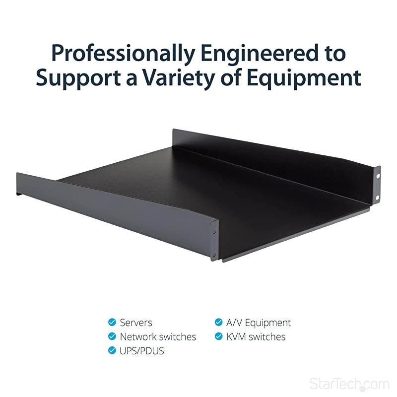 com 2U Fixed Server Rack Mount Shelf 22 Deep Steel Universal Cantilever Tray for 19 AV Data Network Equipment Rack 50lbs CABSHELF22