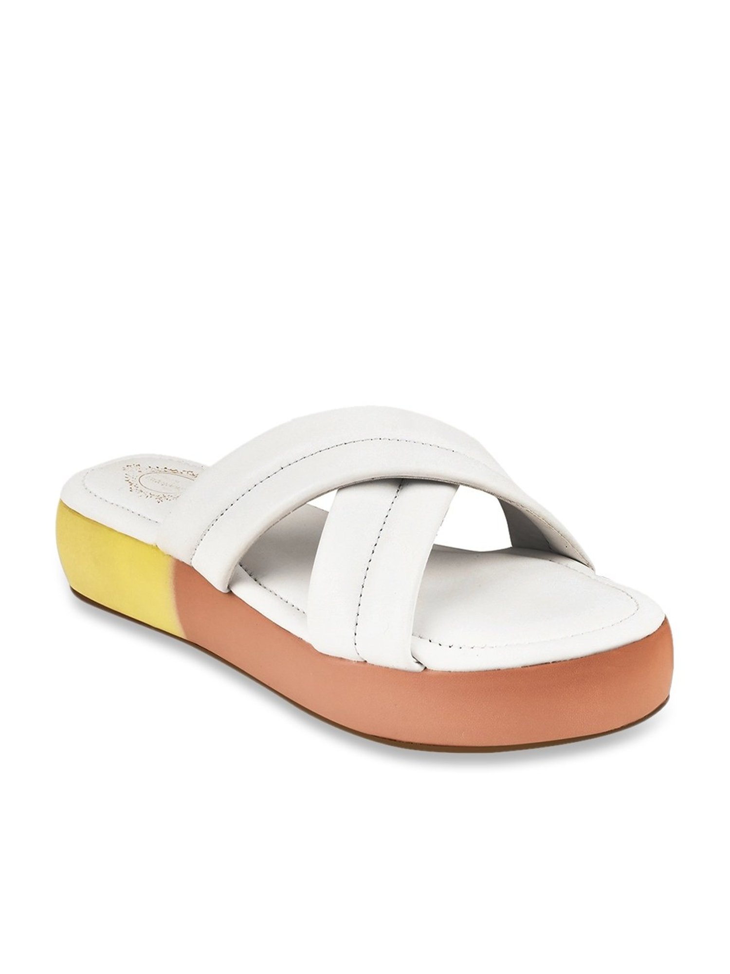 Shoetopia Women's White Cross Strap Sandals