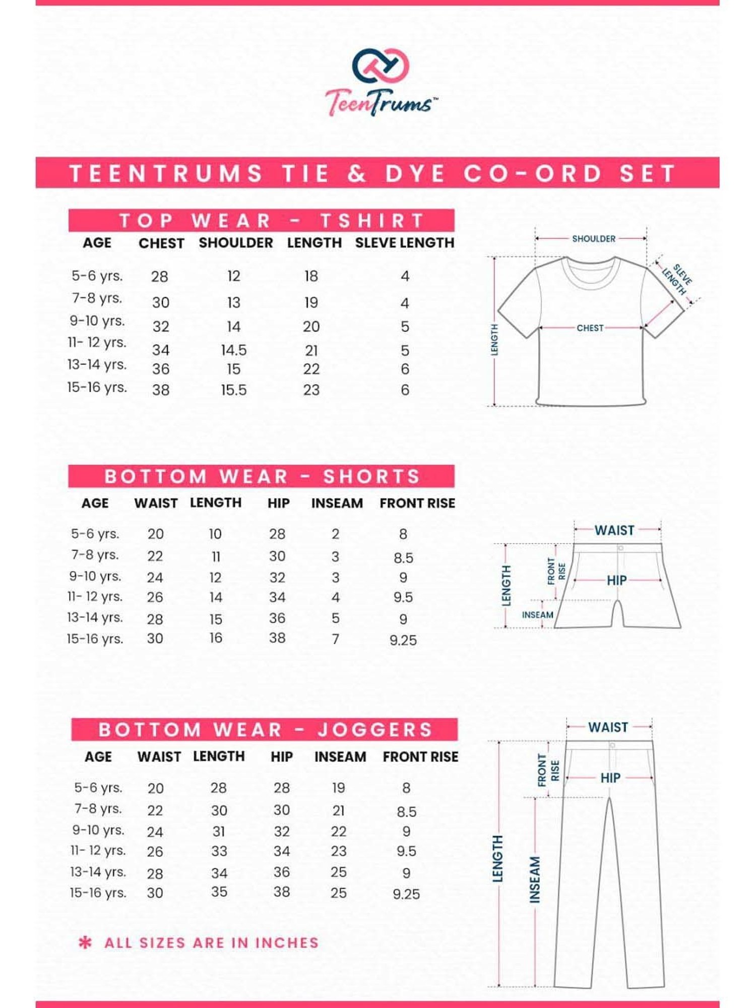 TeenTrums Kids Pink & White Cotton Over Dyed T-Shirt Set