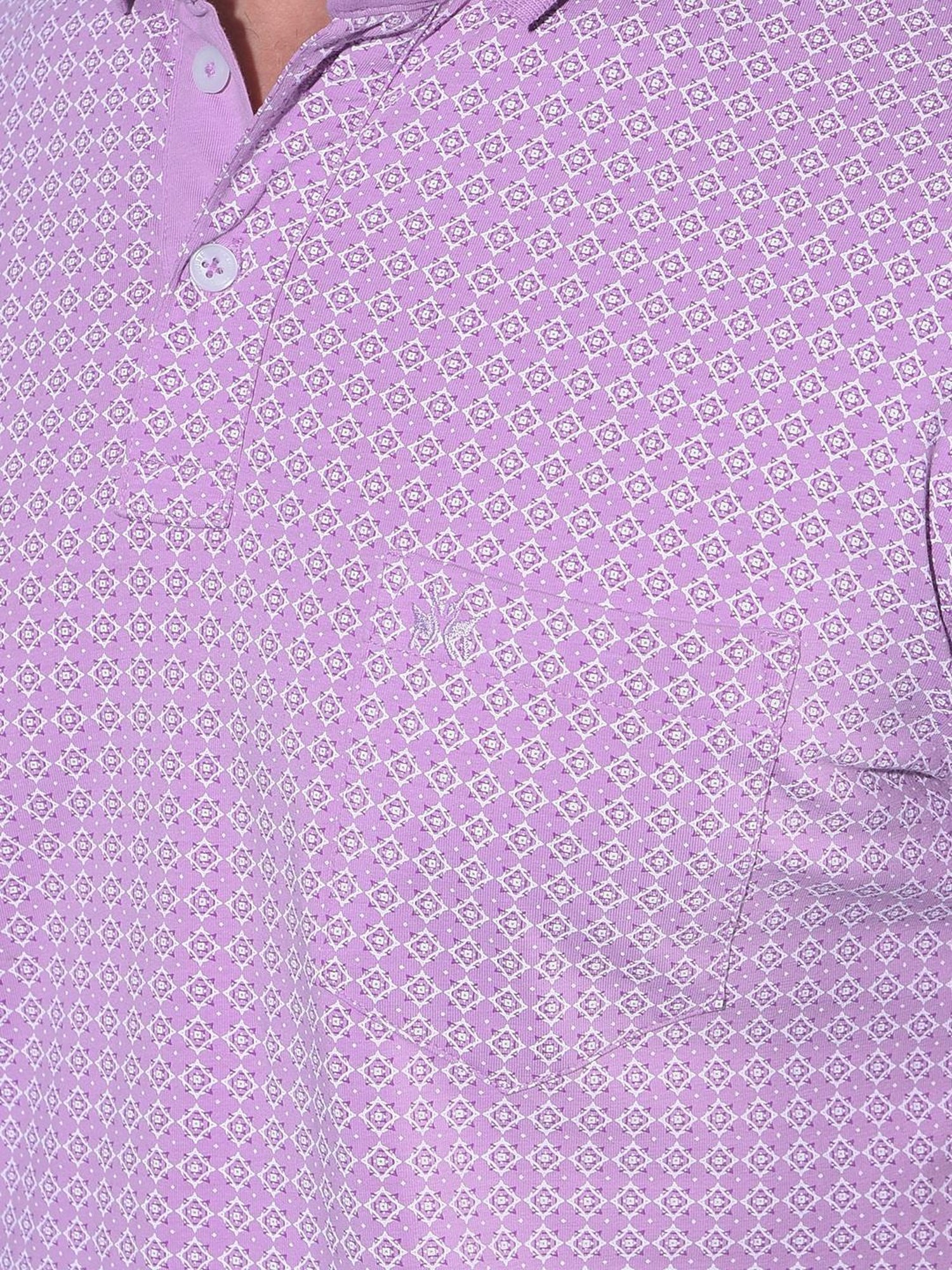 Crimsoune Club Purple Cotton Slim Fit Printed Polo T-Shirt