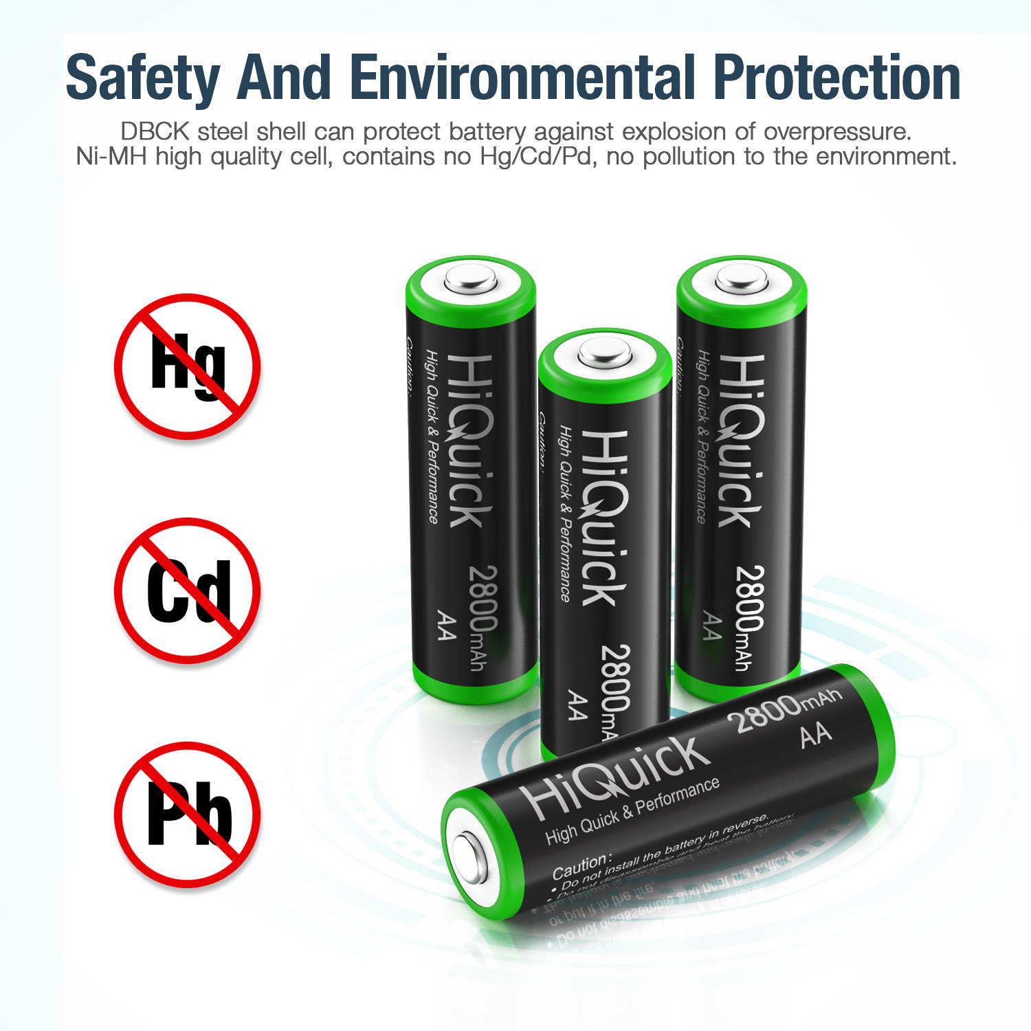 HiQuick 8Pcs 2800mAh AA Rechargeable Batteries High Capacity Performance, Per-Charged 1.2V AA Battery