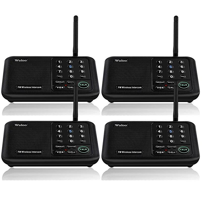 Intercoms Wireless for Home 5280 Feet Range 10 Channel 3 Code Wireless Home Intercom System for Home House Business Office Room to Room Intercom Home Communication System 4 Packs Black